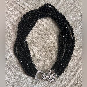 KENNETH JAY LANE for AVON BLACK TORSADE
NECKLACE, CRYSTAL LEOPARD